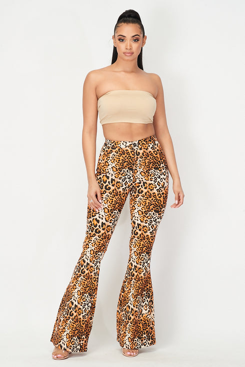 Super High Waisted Stretchy Bell Bottoms - Cheetah Print - SohoGirl.com